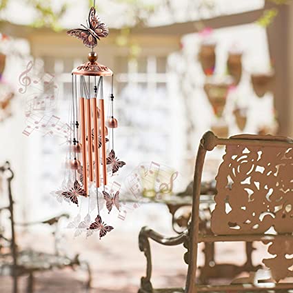 LESES Hummingbird Wind Chimes Outdoor Wind Chime with 4 Aluminum Tubes & 6  Wind Bell, Memorial Wind Chimes for Outside Unique Sympathy Gifts for Home