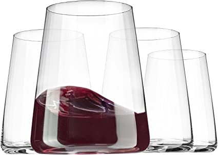 BENETI Stemless Wine Glasses [Set of 4] 17 Ounce, German Made Sturdy  Drinking Glasses for Alcohol Beverages, Wine Goblets, Wine Tumblers