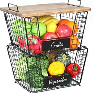 2PK-Stackable Wire Baskets XXL Produce Fruit Basket Vegetable Bins