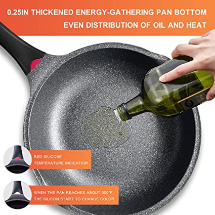 SENSARTE Nonstick Deep Frying Pan Skillet, 10/11/12-inch Saute Pan with  Lid, Stay-cool Handle, Chef Pan Healthy Stone Cookware Cooking Pan,  Induction